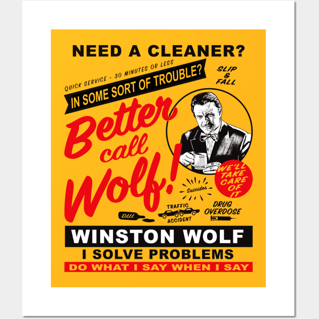 Need A Cleaner Call Wolf Wall Art by Alema Art